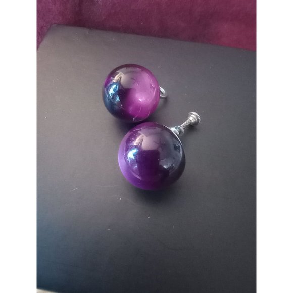 Vintage Sterling Purple Moonglow Screwback Earrings - Picture 1 of 7